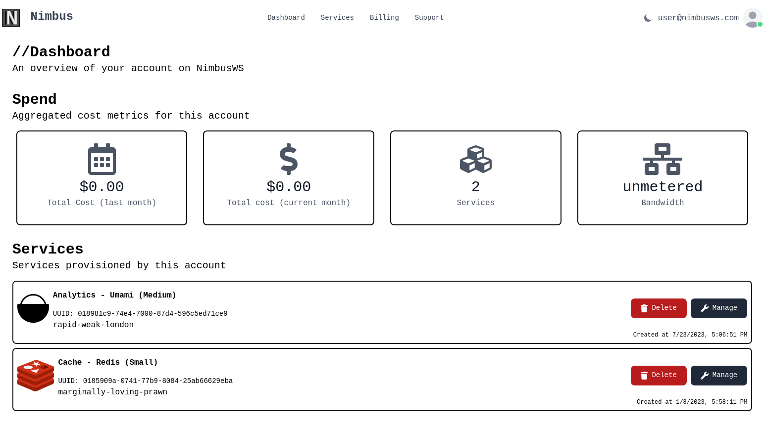Object storage main screen